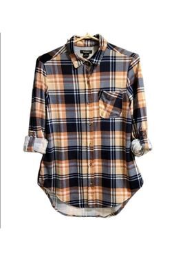 Tattoo Cottagecore Plaid Button Down Shirt Flannel Long Sleeves Striped Small